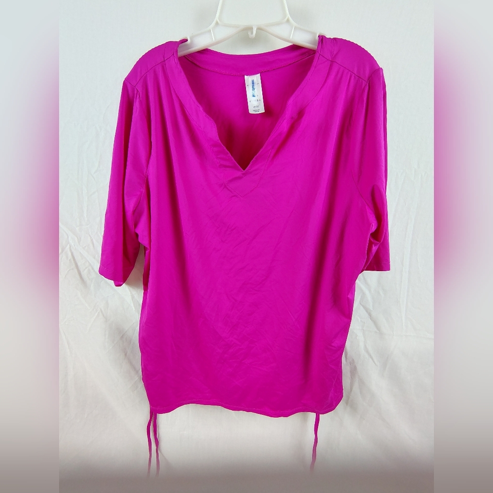 Swimsuits For All Fuchsia V-Neck Swimsuit Top
